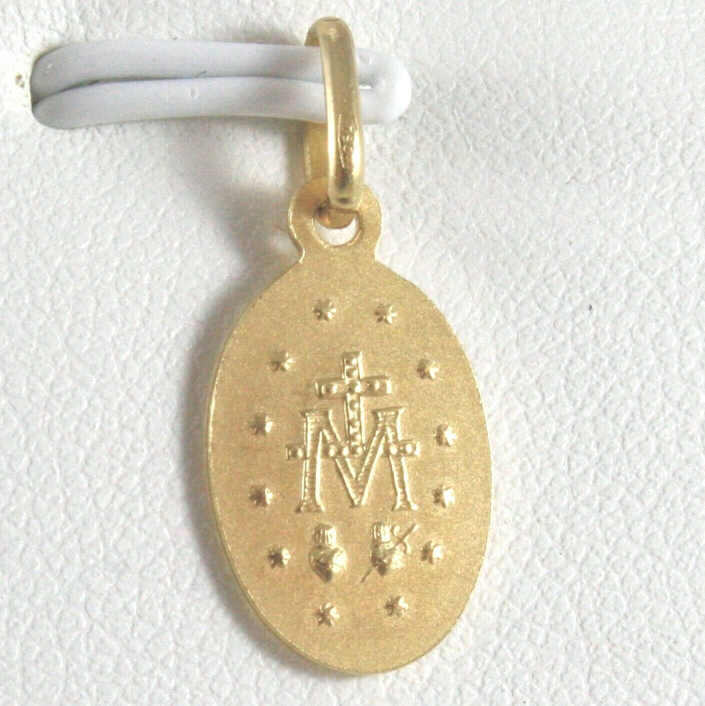Solid 18K Yellow Gold Miraculous Medal, Virgin Mary, Madonna, 0.8 Made in Italy