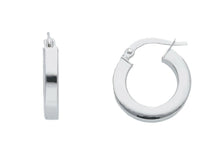 Load image into Gallery viewer, 18k white gold circle earrings diameter 10 mm with square tube made in Italy.
