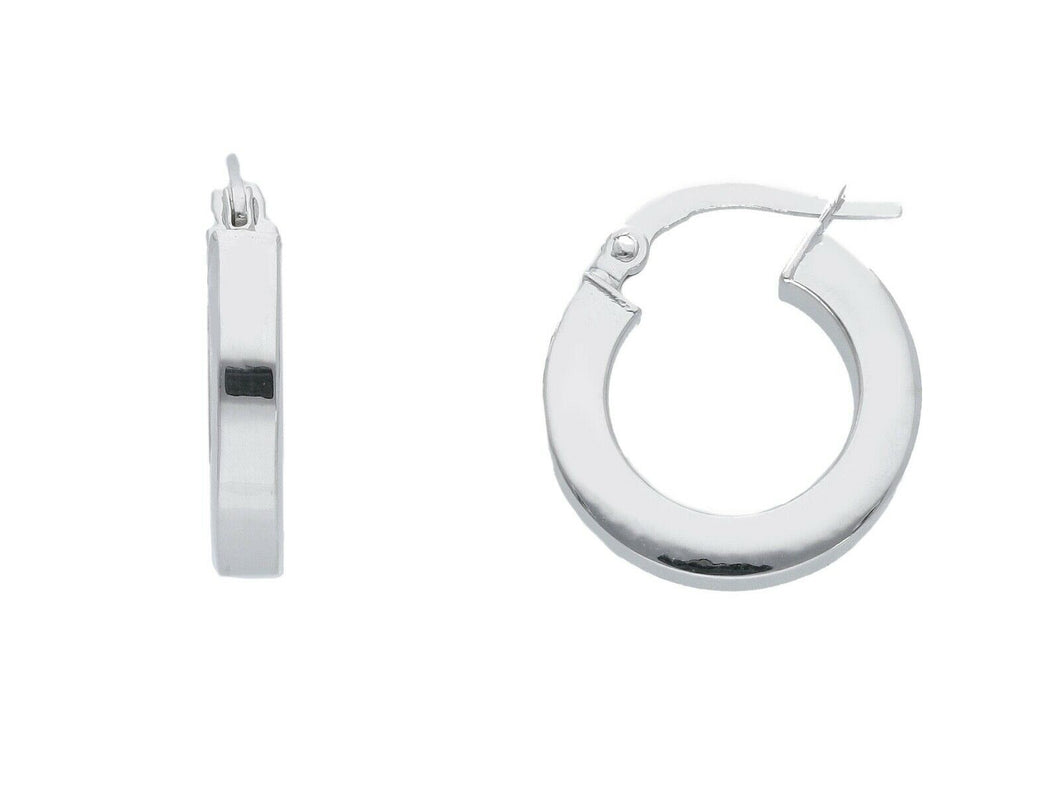 18k white gold circle earrings diameter 10 mm with square tube made in Italy.