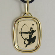 solid 18k yellow gold sagittarius zodiac sign medal pendant, made in Italy.