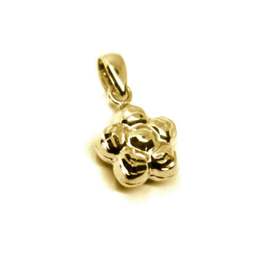 18K YELLOW GOLD MINI ROUNDED FLOWER PENDANT 10mm DIAM. TWO FACES SMOOTH & WORKED.