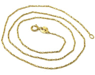 SOLID 18K YELLOW GOLD FINELY WORKED TUBE CHAIN 18 INCHES, 1 MM, MADE IN ITALY.