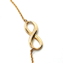 Load image into Gallery viewer, 18k rose gold necklace infinity infinite, rolo chain, 17.7 inches made in Italy.
