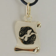 18k yellow gold zodiac sign medal pisces parchment engravable made in Italy.