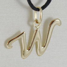 Load image into Gallery viewer, 18k yellow gold pendant charm initial letter W, slightly rounded slab 15mm.
