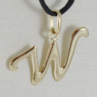 18k yellow gold pendant charm initial letter W, slightly rounded slab 15mm.