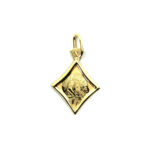 Load image into Gallery viewer, 18K YELLOW GOLD MEDAL PENDANT, VIRGIN MARY AND JESUS, SMALL 16mm RHOMBUS
