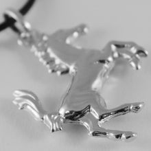 Load image into Gallery viewer, 18k white gold rounded horse pendant charm 32 mm smooth bright made in Italy.
