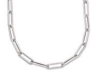 18K WHITE GOLD CHAIN ROUNDED TUBE OVAL PAPER CLIP 3x9mm LINK 18