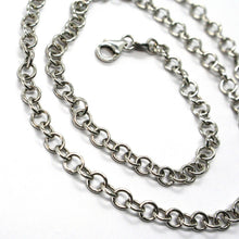 Load image into Gallery viewer, 18k white gold chain 23.60&quot;, round circle rolo link, diameter 4 mm made Italy
