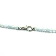 Load image into Gallery viewer, 18k white gold necklace 31.5&quot;, 80cm, faceted round aquamarine diameter 3mm.

