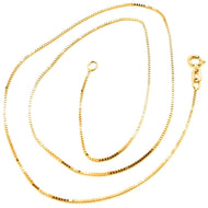 18K YELLOW GOLD CHAIN MINI 0.8 MM VENETIAN SQUARE LINK 17.70 INCH MADE IN ITALY.