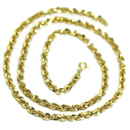 18K YELLOW GOLD ROPE CHAIN, 31.5 INCHES BRAIDED INFINITE FACETED ALTERNATE LINK.