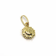 Load image into Gallery viewer, 18K YELLOW GOLD SUN PENDANT MINI 9mm DIAMETER, ROUNDED SMOOTH, SATIN, 2 FACES.

