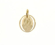 SOLID 18K YELLOW GOLD PENDANT OVAL MEDAL VIRGIN MARY ENGRAVABLE MADE IN ITALY.