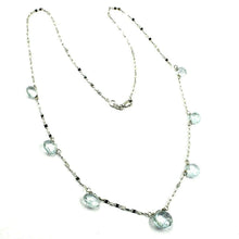 Load image into Gallery viewer, 18k white gold necklace drop faceted aquamarine pendant alternate, chain
