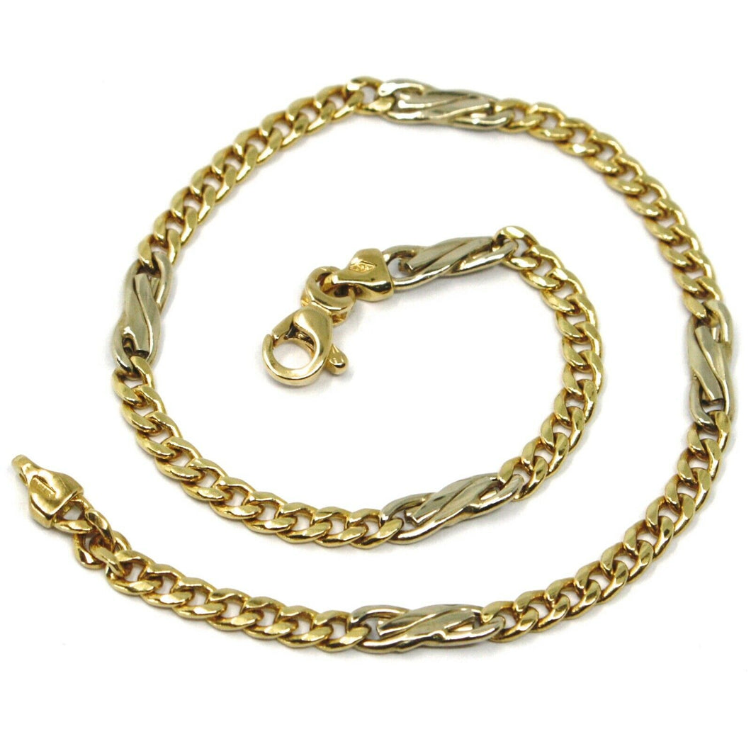 18K YELLOW & WHITE GOLD BRACELET, INFINITY AND GOURMETTE LINK, MADE IN ITALY.