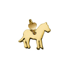 Load image into Gallery viewer, SOLID 9K YELLOW GOLD SMALL 12mm PENDANT FLAT HORSE MADE IN ITALY BY DODO MARIANI.
