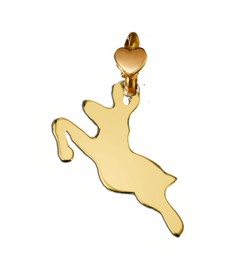 SOLID 9K YELLOW GOLD SMALL 15mm PENDANT FLAT IBEX MADE IN ITALY BY DODO MARIANI.