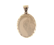 Load image into Gallery viewer, SOLID 18K WHITE GOLD VIRGIN MARY AND JESUS OVAL MEDAL, 20mm WITH WORKED FRAME.
