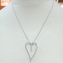 Load image into Gallery viewer, 18k white gold necklace, big heart pendant, 0.44 carats diamonds, ear chain.
