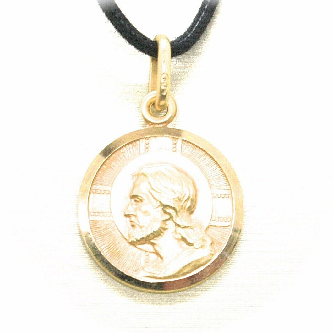 solid 18k yellow gold Jesus Christ Redeemer small 11mm medal, pendant, very detailed.