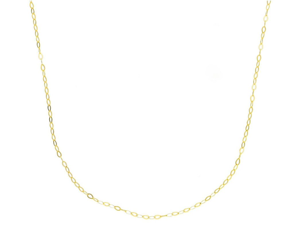 18K YELLOW GOLD CHAIN SMALL CABLE 1mm OVAL LINKS LENGTH 18