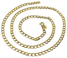 Load image into Gallery viewer, 9K GOLD GOURMETTE CUBAN CURB LINKS FLAT CHAIN 4mm, 60cm, 24&quot;, BRIGHT NECKLACE.
