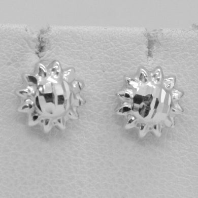 18k white gold earrings with very shiny sun worked made in Italy 0.28 inches.