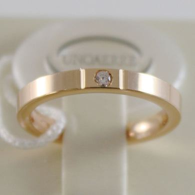18k rose gold wedding band unoaerre square comfort ring, diamond made in Italy.