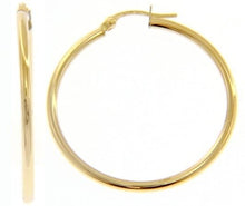 Load image into Gallery viewer, 18K YELLOW GOLD ROUND CIRCLE EARRINGS DIAMETER 30 MM, WIDTH 2 MM, MADE IN ITALY.
