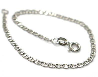 18k white gold bracelet, flat mariner links 2.8mm, bright, length 7.3