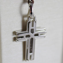 Load image into Gallery viewer, 18k white gold cross, finely worked, bright ans satin 1.10 inches made in Italy.

