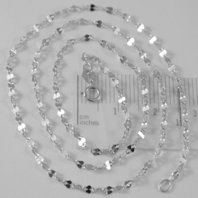 SOLID 18K WHITE GOLD FLAT BRIGHT KITE CHAIN 18 INCHES, 2.2 MM MADE IN ITALY.