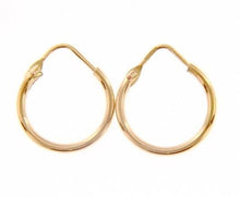 Load image into Gallery viewer, 18k rose gold round circle earrings diameter 13 mm width 1.7 mm, made in Italy
