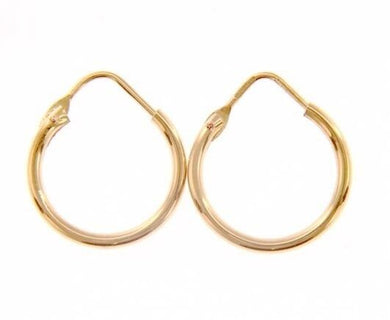 18k rose gold round circle earrings diameter 13 mm width 1.7 mm, made in Italy.