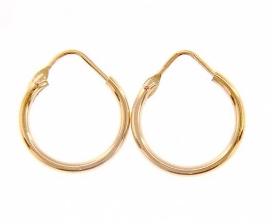 18k rose gold round circle earrings diameter 13 mm width 1.7 mm, made in Italy