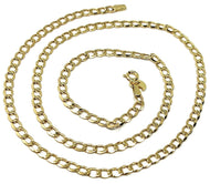 9K GOLD GOURMETTE CUBAN CURB LINKS FLAT CHAIN 4mm, 50cm, 20