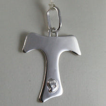 Load image into Gallery viewer, solid 9k white gold Saint Francis cross, tau, made in Italy, engravable
