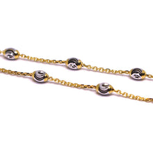 Load image into Gallery viewer, 18k rose &amp; white gold rolo alternate bracelet 3mm worked faceted oval balls 7.1&quot;
