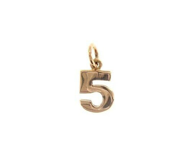 18k rose gold number 5 five small pendant charm, 0.4
