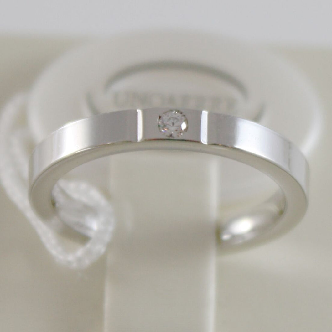 18k white gold wedding band Unoaerre square comfort ring, diamond made in Italy.