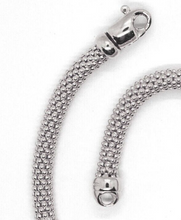 Load image into Gallery viewer, 18k white gold basket rounded big 5mm tubular basket popcorn chain necklace 18&quot;.
