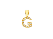 Load image into Gallery viewer, 18K YELLOW GOLD SMALL 10mm 0.4&quot; PENDANT CHARM INITIAL LETTER G &amp; CUBIC ZIRCONIA.
