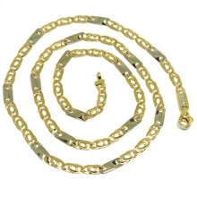 Load image into Gallery viewer, 18K YELLOW WHITE GOLD CHAIN, EYE AND PLATE ALTERNATE LINK, 20 INCHES, ITALY MADE.

