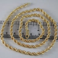 18k yellow gold chain necklace 4 mm braid big rope link 19.7, made in Italy.
