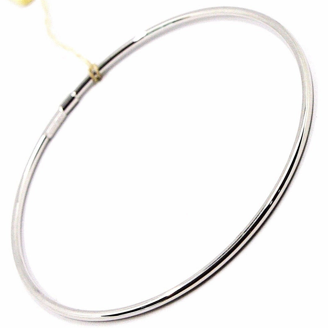 18k white gold bracelet, rigid, bangle, 2 mm thickness, smooth, made in Italy