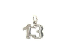 Load image into Gallery viewer, 18k white gold number 13 thirteen small pendant charm, 0.4&quot;, 10mm
