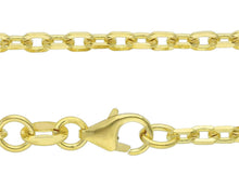 Load image into Gallery viewer, 18K YELLOW GOLD SOLID CHAIN SQUARED CABLE 2.2mm OVAL LINKS, 24&quot; 60cm ITALY MADE.
