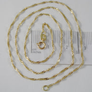 18K YELLOW GOLD MINI SINGAPORE BRAID ROPE CHAIN 18 INCHES 1.2 MM MADE IN ITALY.